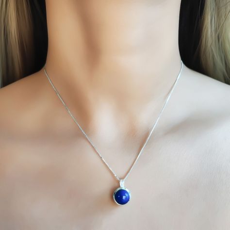 Collar Lapislázuli Redondo Veneciana Plata Fina 925-3