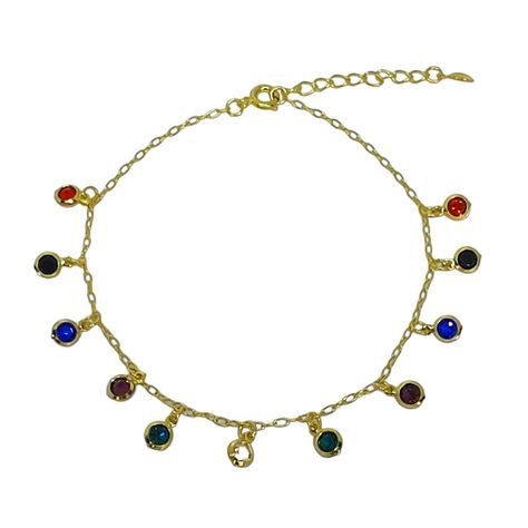 Tobillera Circones Colores Enchapado Oro 18K-0