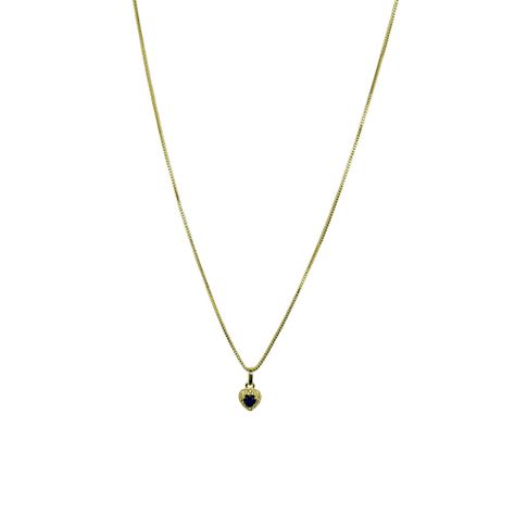 Collar Circón Corazón Azul Lady Enchapado Oro 18K-0