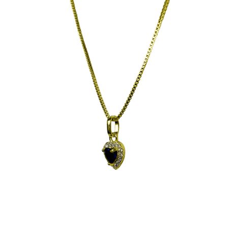 Collar Circón Corazón Azul Lady Enchapado Oro 18K-2