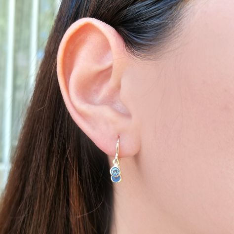 Aros Argolla 3 Circones Azules Enchapado Oro 18K-1