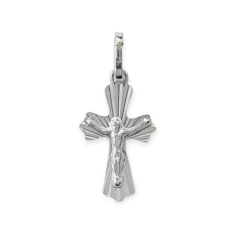 Colgante Mini Cruz Cristo Facetada Plata Fina 925-0