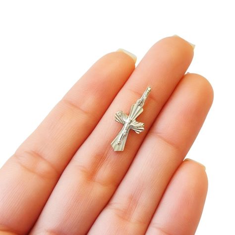 Colgante Mini Cruz Cristo Facetada Plata Fina 925-2