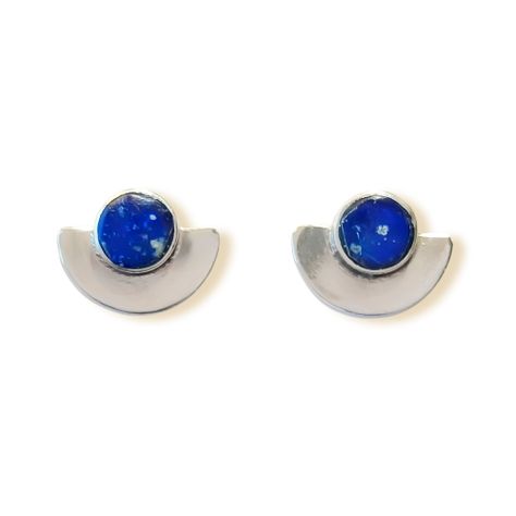Aros Círculo Colgante Lapislázuli Plata Fina 950-0