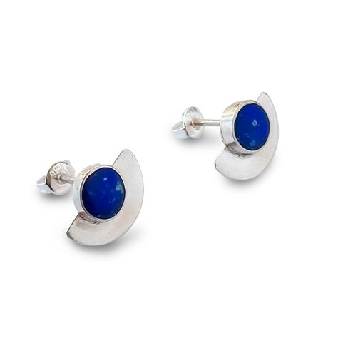 Aros Círculo Colgante Lapislázuli Plata Fina 950-1