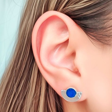 Aros Círculo Colgante Lapislázuli Plata Fina 950-2