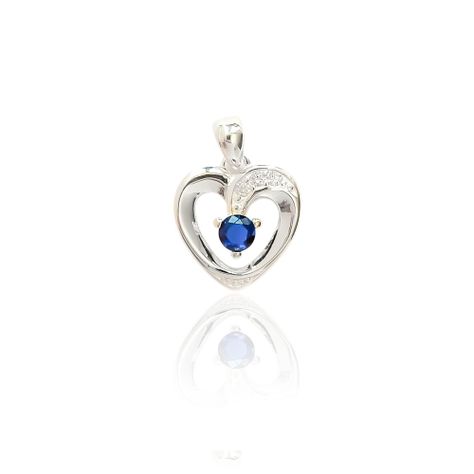 Colgante Corazón Circón Azul Plata Fina 925-0
