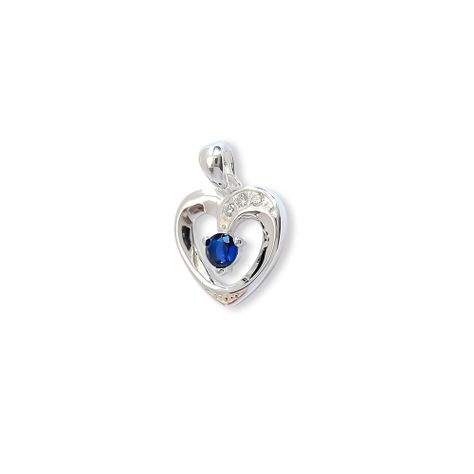 Colgante Corazón Circón Azul Plata Fina 925-1