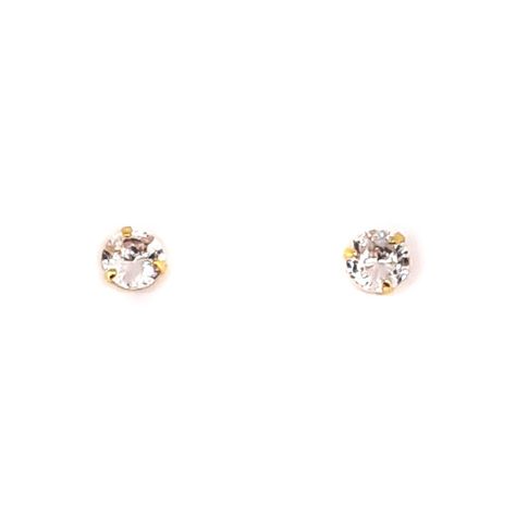 Aros Punto De Luz Blanco 4mm Enchapado Oro 18K-1