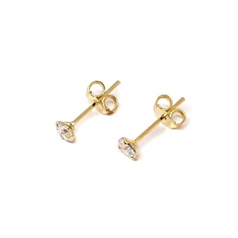 Aros Punto De Luz Blanco 4mm Enchapado Oro 18K-0