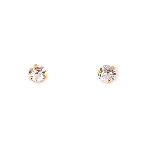 Aros Punto De Luz Blanco 4mm Enchapado Oro 18K-2