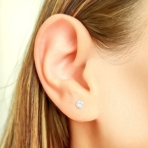 Aros Punto De Luz Blanco 4mm Enchapado Oro 18K-3