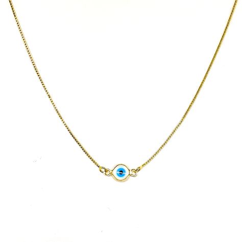 Collar Ojo Turco 6mm Enchapado Oro 18K-0