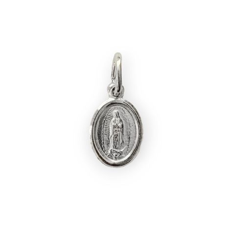 Colgante Medalla Mini Virgen De Guadalupe 7mm Plata Fina 925-0