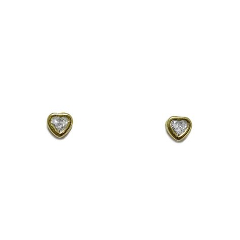 Aros Corazón Circón Blanco 5mm Enchapado Oro 18K-1
