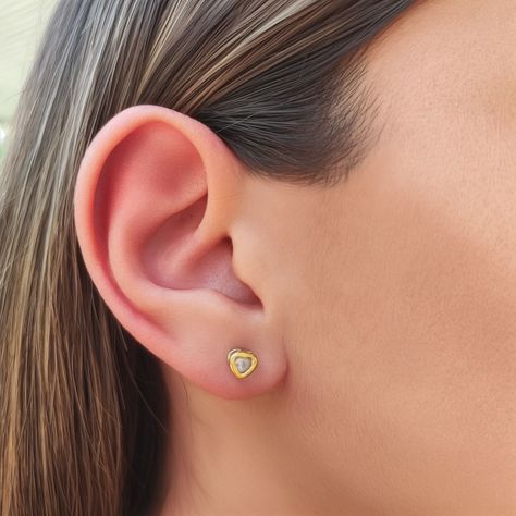 Aros Corazón Circón Blanco 5mm Enchapado Oro 18K-2