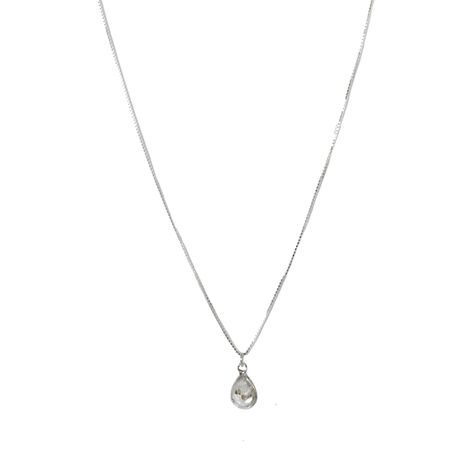 Collar Gota Punto De Luz Circón Blanco Plata Fina 925-1