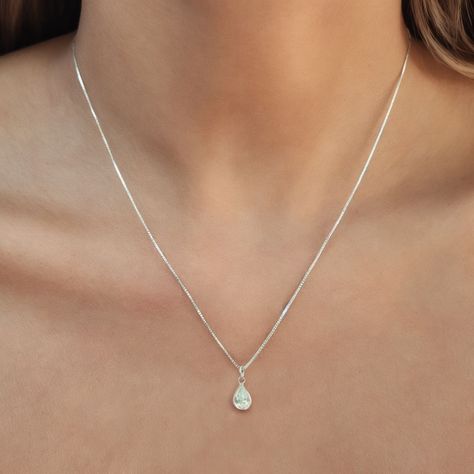 Collar Gota Punto De Luz Circón Blanco Plata Fina 925-2