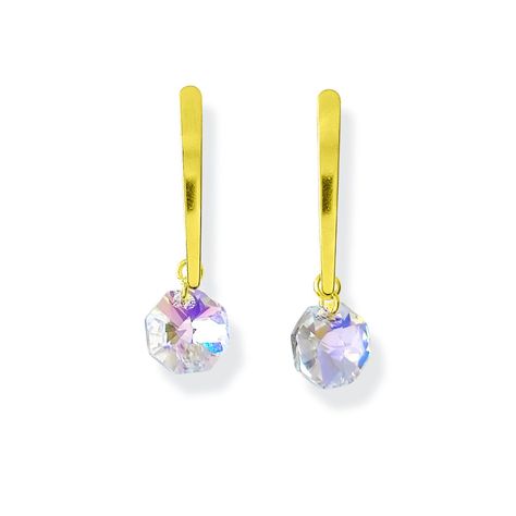 Aros Aurora Boreal Hexágono 12mm Enchapado Oro 18K-0