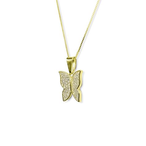 Collar Mariposa Circón Blanco Enchapado Oro 18K-2