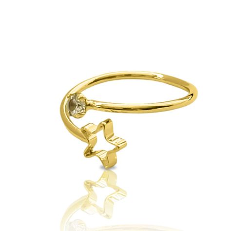 Anillo Estrella Calada Circón Enchapado Oro 18K-1