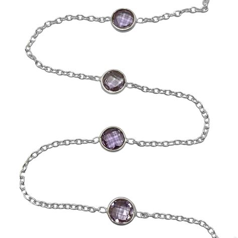 Collar Amatista Facetada Plata Fina 925-1