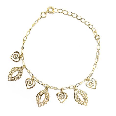 Pulsera Chiches Hoja Corazón Enchapado Oro 18K-0