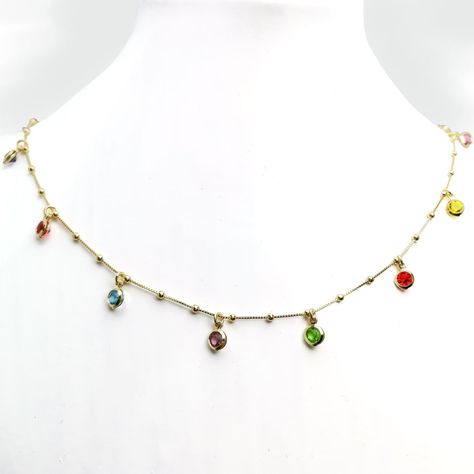 Collar Circón Colores Enchapado Oro 18K 45cm-0
