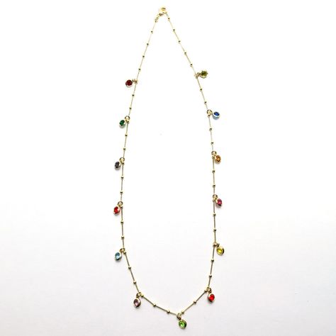 Collar Circón Colores Enchapado Oro 18K 45cm-2