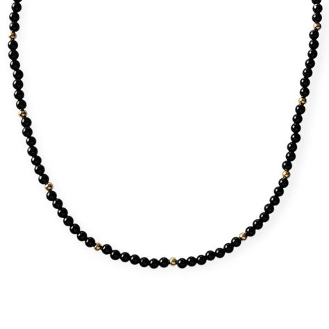 Collar Ónix Bola Timón Enchapado Oro 18K-0