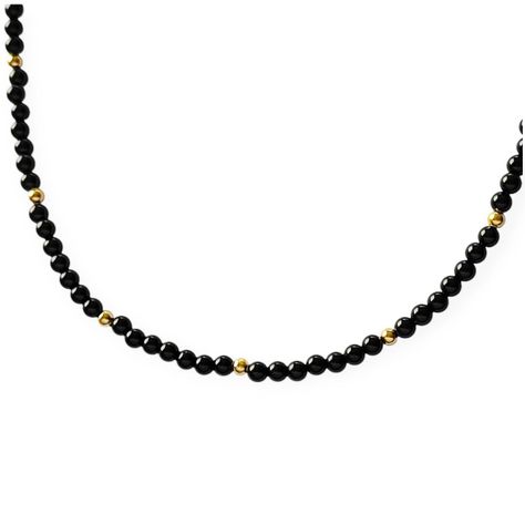 Collar Ónix Bola Timón Enchapado Oro 18K-2