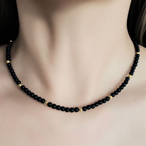 Collar Ónix Bola Timón Enchapado Oro 18K-4