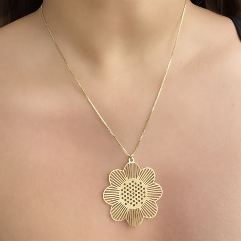 Collar Flor Enchapado Oro 18 K -1