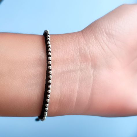 Pulsera Bolitas Plata Fina 925 Cordón Café-1