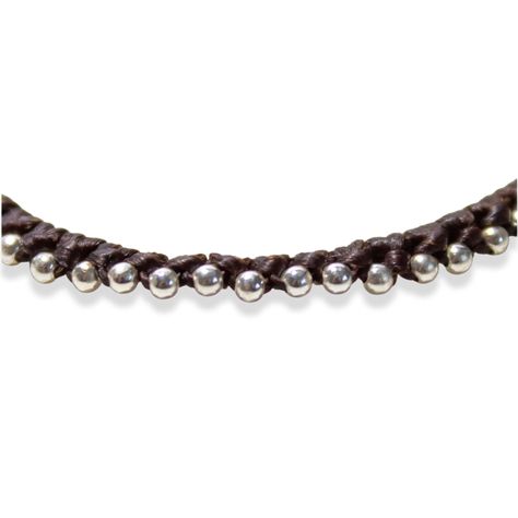 Pulsera Bolitas Plata Fina 925 Cordón Café-2