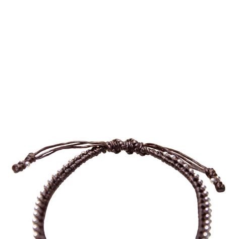 Pulsera Bolitas Plata Fina 925 Cordón Café-3