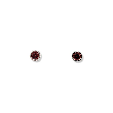 Aros Punto de Luz Redondos Circón Rojo 5mm Plata Fina 925-1