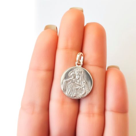Colgante Medalla Virgen Del Carmen 18mm Plata Fina 925-2