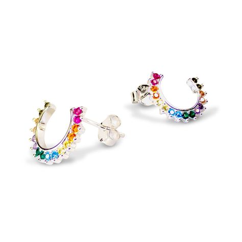 Aros Trepador Cintillo Circón Colores 22mm Plata Fina 925-1
