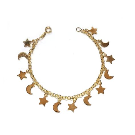 Pulsera Lunas Y Estrellas Enchapado Oro 18K -0