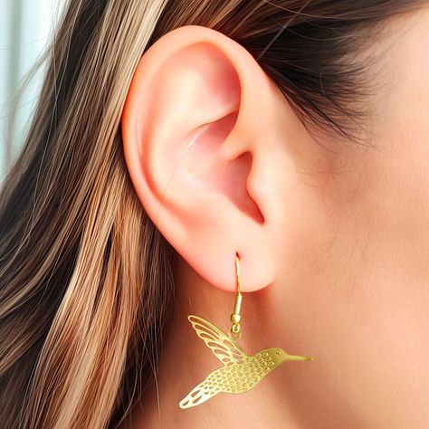 Aros Colibrí Enchapado Oro 18K-2