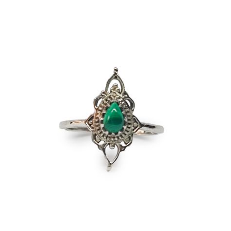 Anillos Ishani Piedra Malaquita Plata Fina 925 #19-0