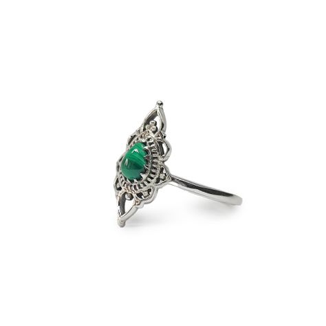 Anillos Ishani Piedra Malaquita Plata Fina 925 #19-1