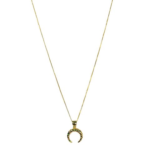 Collar Luna Invertida Circones Colores Enchapado Oro 18K-0