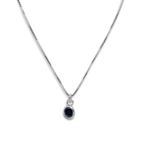 Collar Punto De Luz Negro 4mm Plata Fina 925 45CM-0