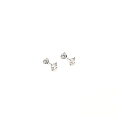 Aros Punto de Luz Circón Cuadrado Plata Fina 925-1