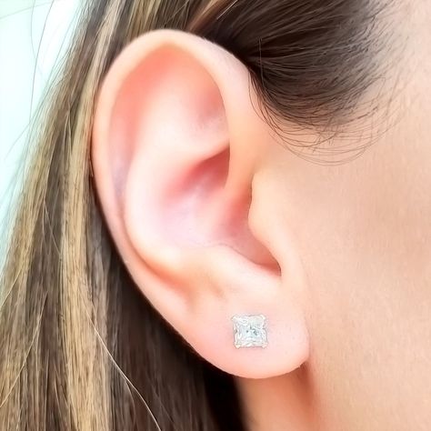 Aros Punto de Luz Circón Cuadrado Plata Fina 925-2