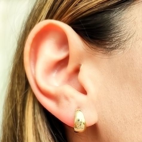 Aros Argollas Bote Pequeñas 12mm Enchapado Oro 18K-1