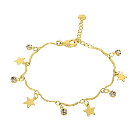 Pulsera Estrellas Punto De Luz Enchapado Oro 18KA-0
