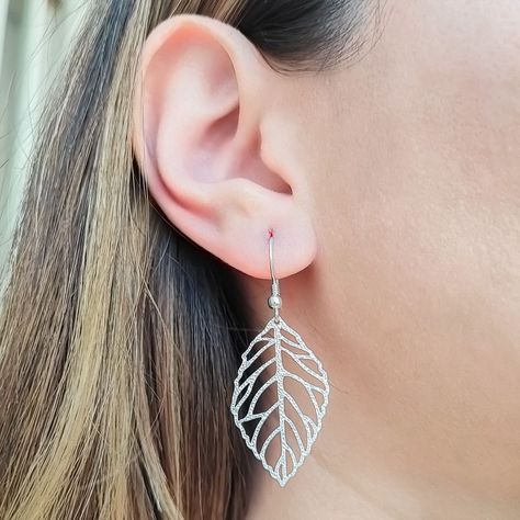 Aros Hoja Satinada Plata Fina 925-1